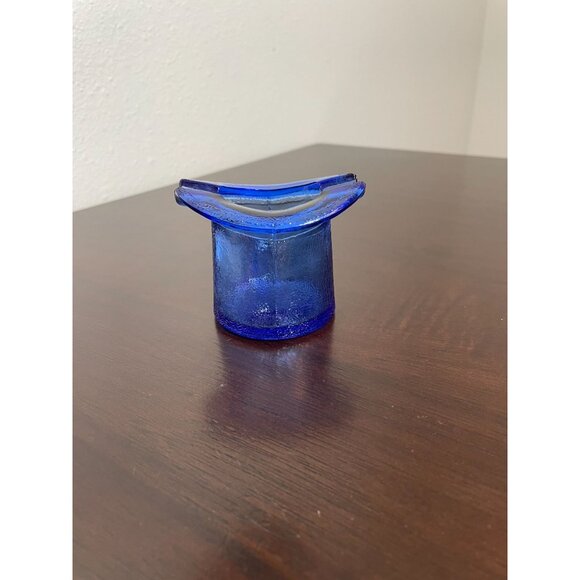 Vintage Cobalt Blue Glass Top Hat Ashtray - Picture 5 of 6